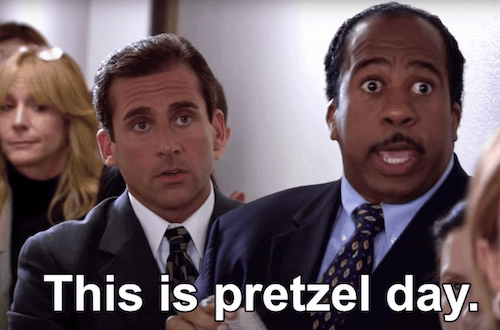 Stanley in line for pretzels