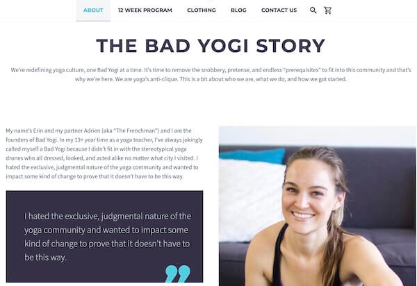 The Bad Yogi About page