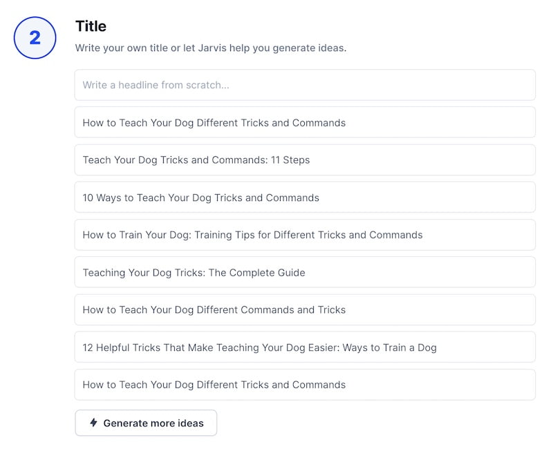 Generate blog post titles with Jarvis